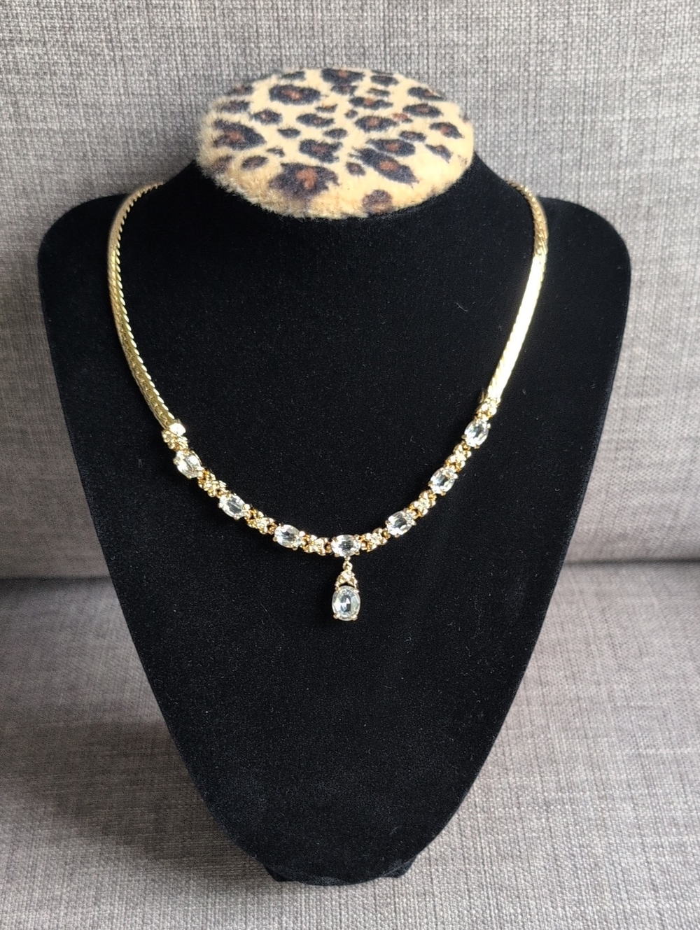 D'Orlan Gold Crystal Drop Necklace - Elegant Women's Jewelry